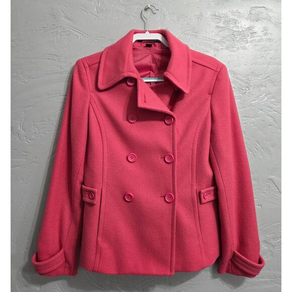 Express Design Studio Pink Wool Blend Pea Coat Woman's Size Medium - Picture 6 of 7